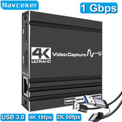 USB 3.0 Video Capture Card HDMI 1Gb Ethernet RJ45 to USB/Type-c Game Grabber Rec