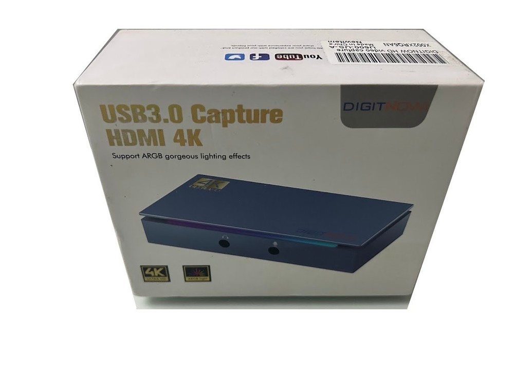 DIGITNOW USB 3.0 HDMI 4K Video Capture Card w/ Box Cables Manual OBS PC Mac