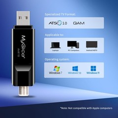 USB TV Tuner Card Antenna – HD Digital External HDTV Adapter for PC, Laptop, And