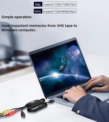 VHS to Digital Converter USB Video Capture Card RCA AV to USB for VCR DVD PC