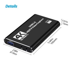 Video Capture Card Box HDMI/USB3.0 Live Streaming Game Console/TV Tiktok Record
