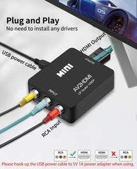 Chodwe RCA to HDMI Converter, Adapter, 1080P Mini Composite black
