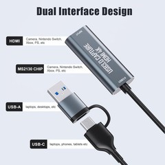 VIXLW HDMI Capture Card, 4K HDMI to USB/USB-C Capture Device, USB3.0 Video Captu