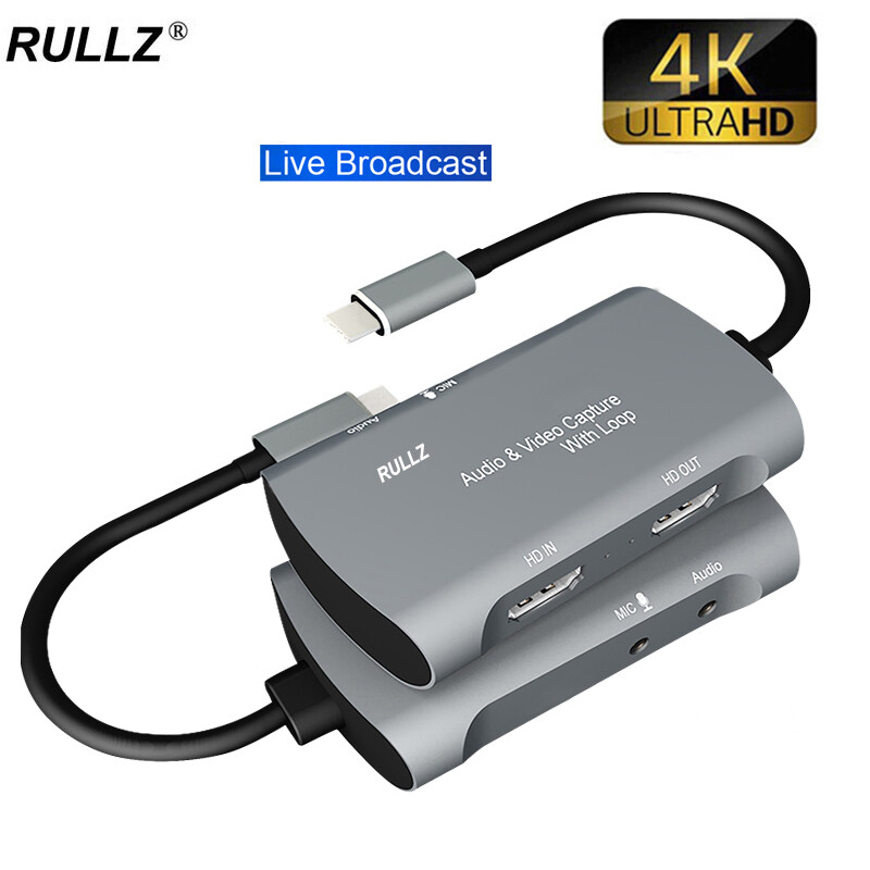 Loop Mic In Type C Video Capture Card 1080P USB Game Record Box Live Streaming