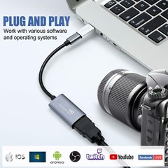 Video Capture Card, USB 3.0 HDMI to USB C Audio Capture Card, 4K 1080p60fps NEW