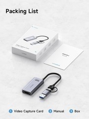 USB 3.0 HDMI Video Capture Card 1080P 60FPS w/ 100W PD USB-C Streaming